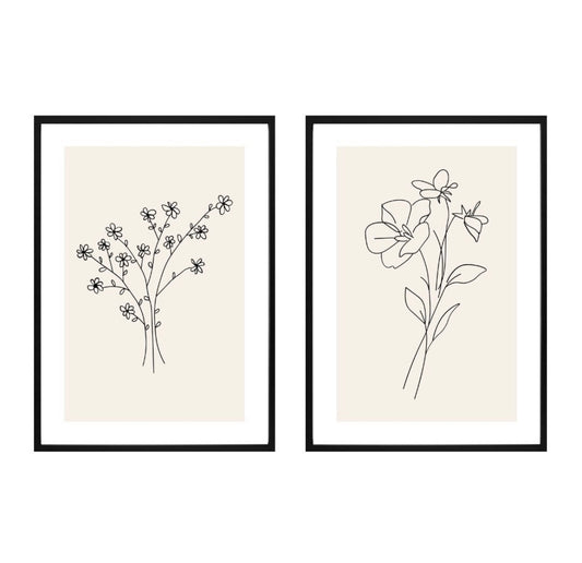 Neutral Floral wall prints (Set of 2)